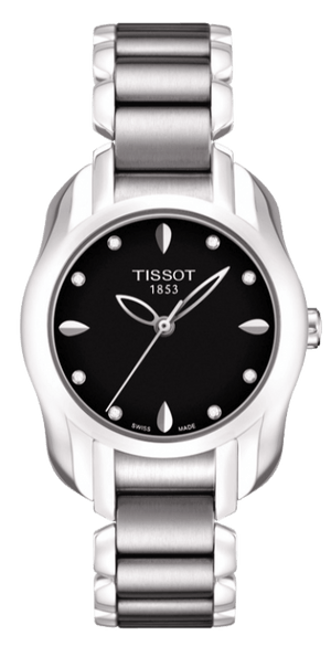 Tissot T Wave Black Dial Two Tone Steel Strap Watch For Women - T023.210.11.056.00