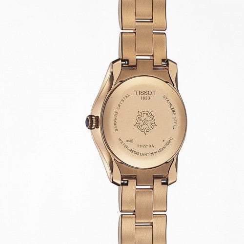 Tissot T Wave Cream Dial Rose Gold Steel Strap Watch For Women - T112.210.33.451.00