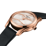 Tissot T Wave Diamond Mother of Pearl Dial Black Leather Strap Watch For Women - T112.210.36.111.00