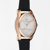 Tissot T Wave Diamond Mother of Pearl Dial Black Leather Strap Watch For Women - T112.210.36.111.00