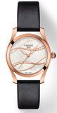 Tissot T Wave Diamond Mother of Pearl Dial Black Leather Strap Watch For Women - T112.210.36.111.00