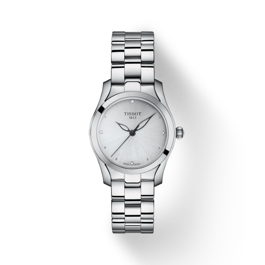 Tissot T Wave Diamonds White Dial Silver Steel Strap Watch For Women - T112.210.11.036.00