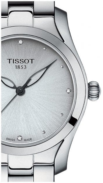 Tissot T Wave Diamonds White Dial Silver Steel Strap Watch For Women - T112.210.11.036.00