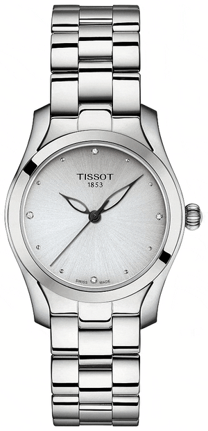 Tissot T Wave Diamonds White Dial Silver Steel Strap Watch For Women - T112.210.11.036.00