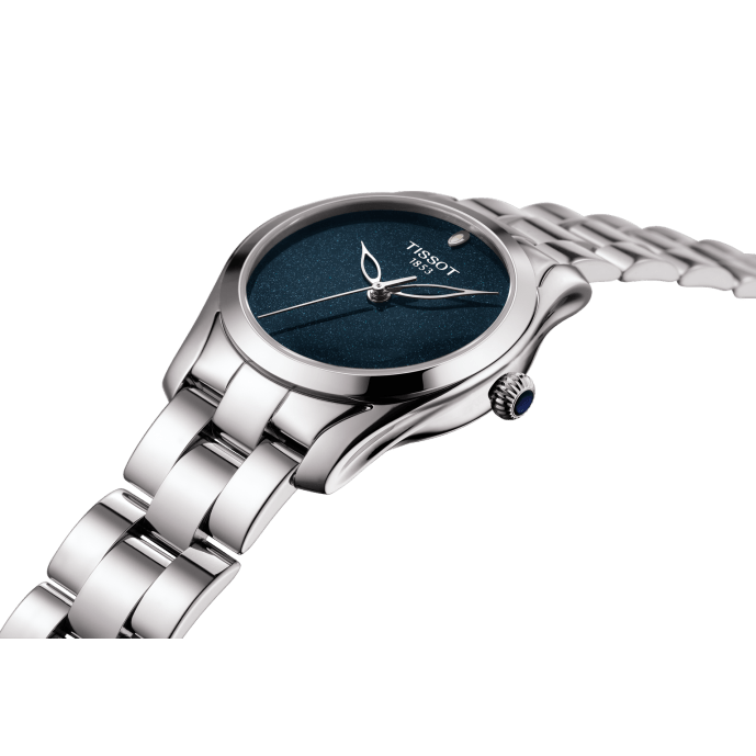 Tissot T Wave Donna Blue Dial Silver Steel Strap Watch For Women - T112.210.11.041.00