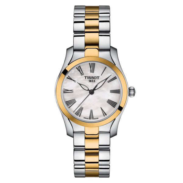 Tissot T Wave Lady White Mother of Pearl Dial Two Tone Steel Strap Watch For Women - T112. 210. 22. 113. 00