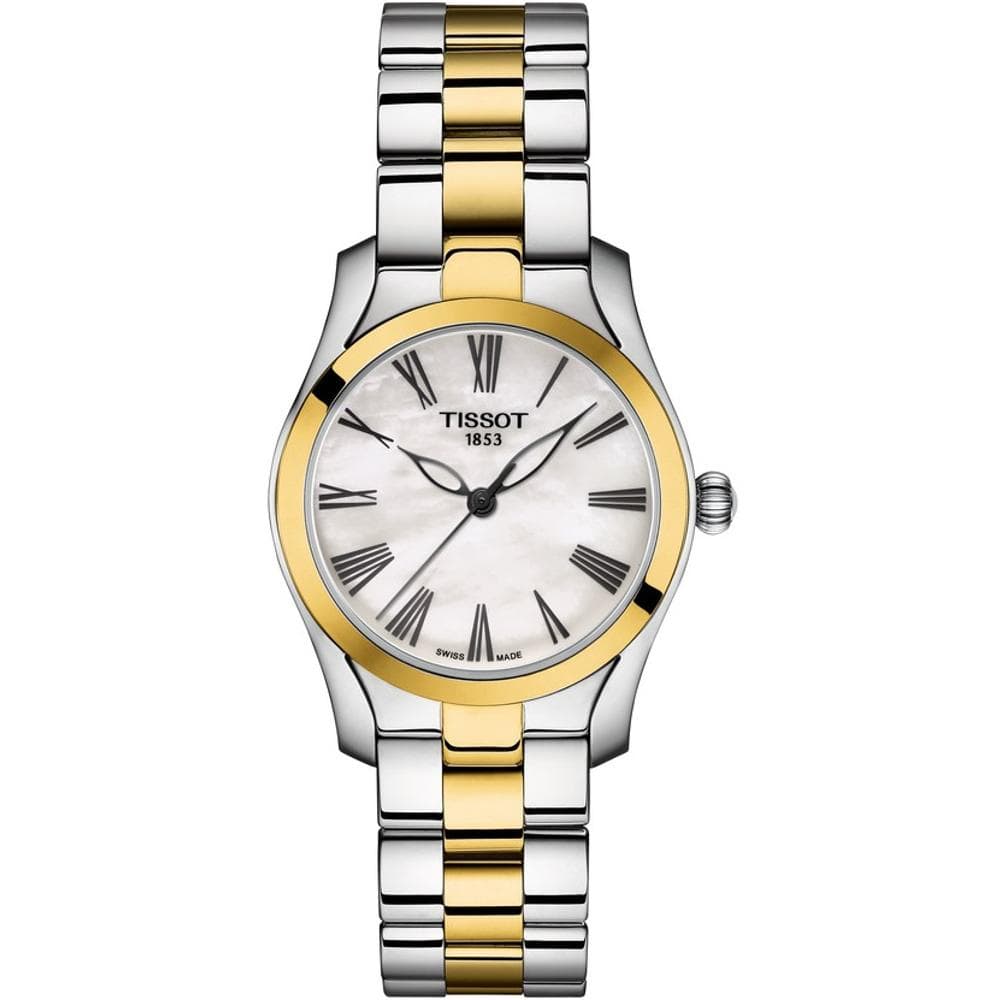 Tissot T Wave Lady White Mother of Pearl Dial Two Tone Steel Strap Watch For Women - T112. 210. 22. 113. 00