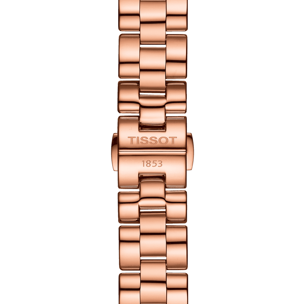 Tissot T Wave Mother of Pearl Dial Rose Gold Steel Strap Watch For Women - T112.210.33.113.00