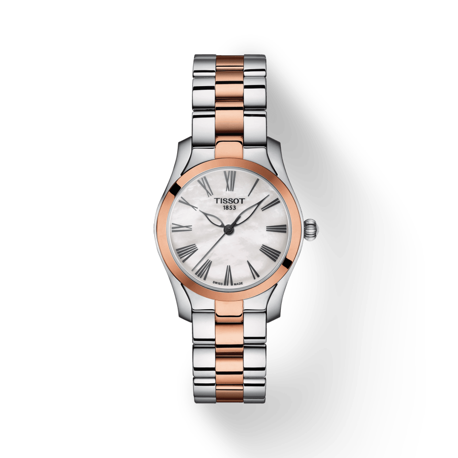 Tissot T Wave Mother of Pearl Dial Two Tone Steel Strap Watch For Women - T112.210.22.113.01