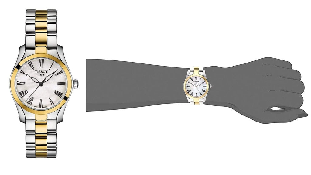 Tissot T Wave Quartz Mother of Pearl Dial Two Tone Steel Strap Watch for Women - T112.210.22.113.00