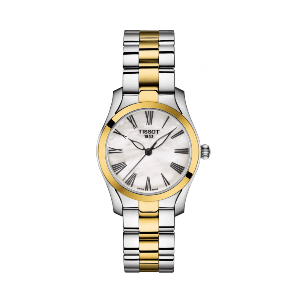 Tissot T Wave Quartz Mother of Pearl Dial Two Tone Steel Strap Watch for Women - T112.210.22.113.00
