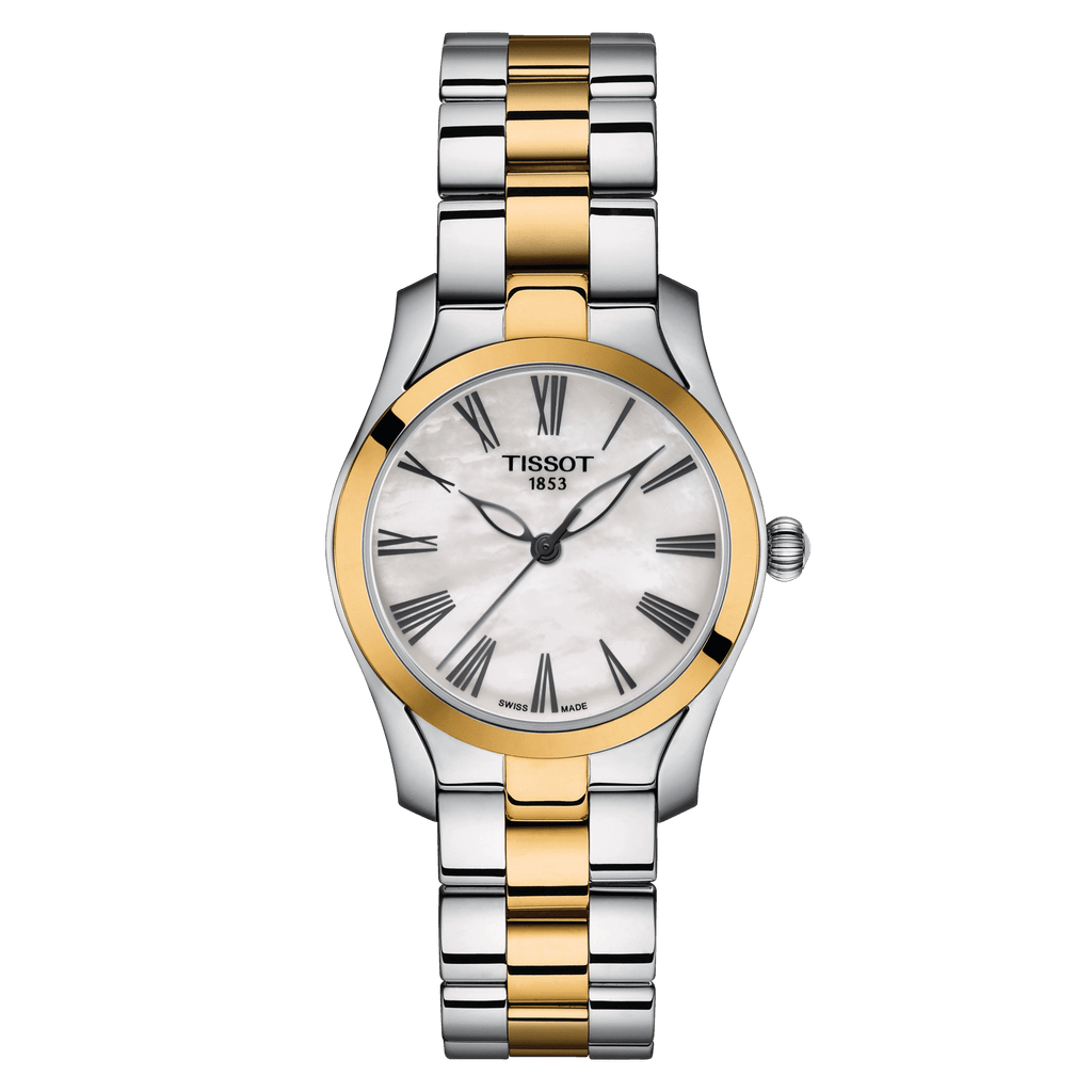 Tissot T Wave Quartz Mother of Pearl Dial Two Tone Steel Strap Watch for Women - T112.210.22.113.00