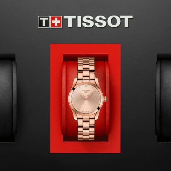 Tissot T Wave Rose Gold Dial Rose Gold Steel Strap Watch For Women - T112.210.33.456.00