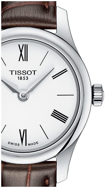 Tissot Tradition 5.5 Lady Silver Dial Brown Leather Strap Watch for Women - T063.009.16.018.00