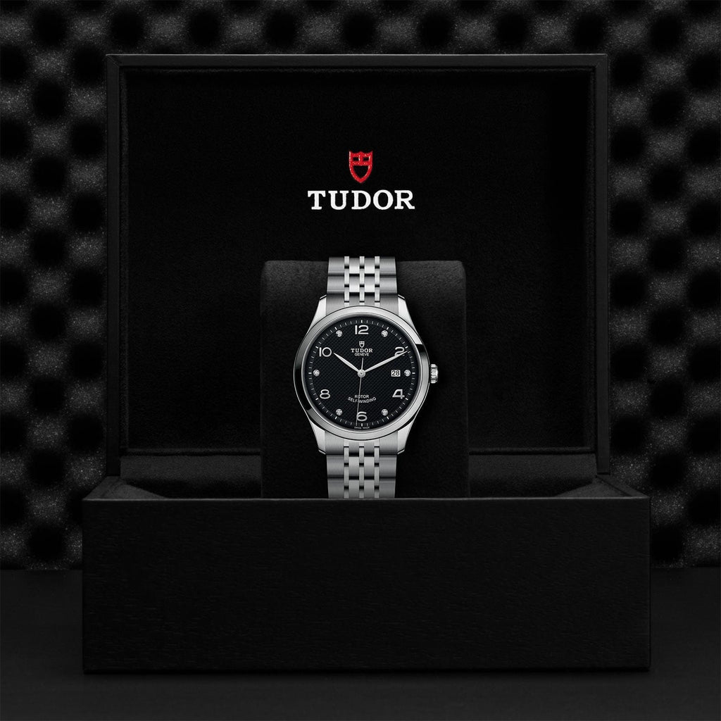 Tudor 1926 Automatic Diamonds Black Dial Silver Steel Strap Watch for Men - M91650-0004