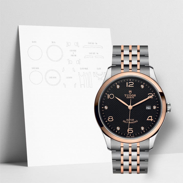 Tudor 1926 Automatic Diamonds Black Dial Two Tone Steel Strap Watch for Men - M91651-0004