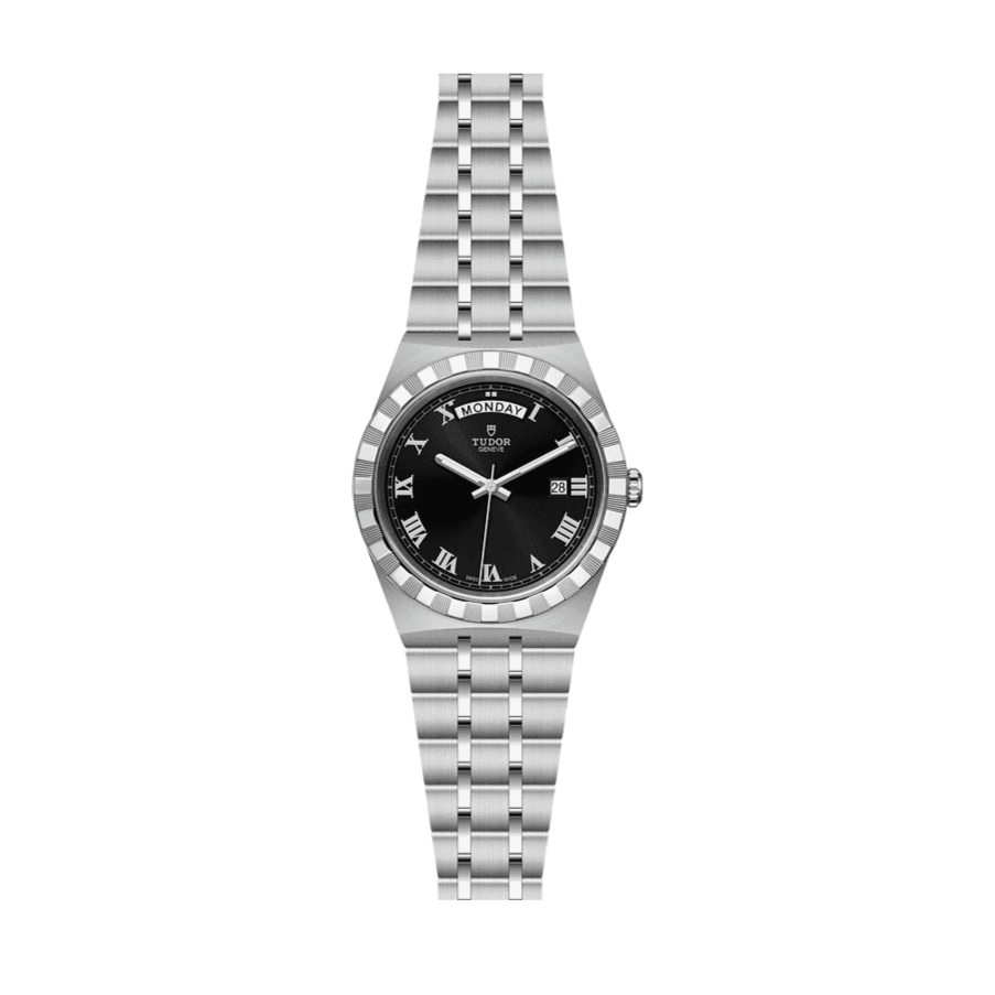 Tudor Royal Automatic Black Dial Silver Steel Strap Watch for Men - M28600-0003