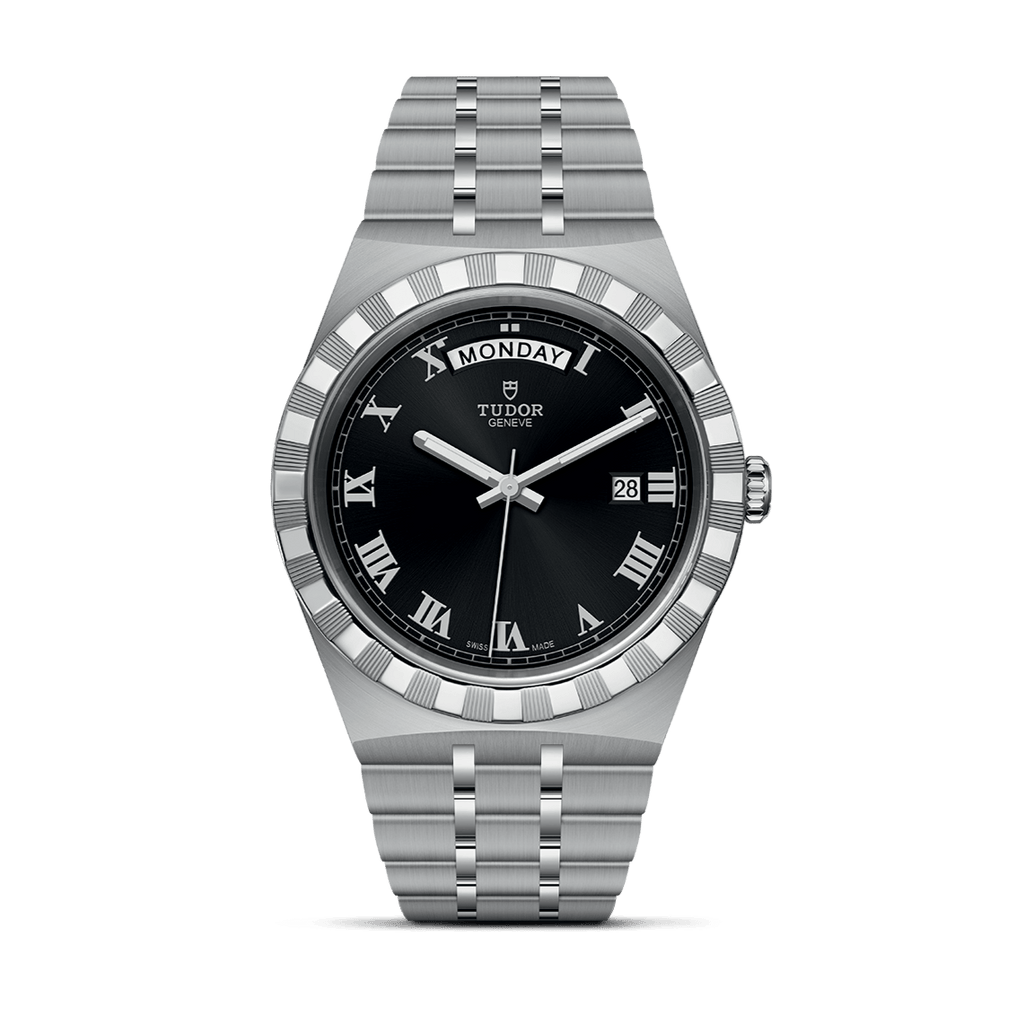 Tudor Royal Automatic Black Dial Silver Steel Strap Watch for Men - M28600-0003