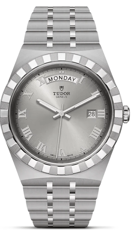 Tudor Royal Day Date Diamonds Automatic Silver Dial Silver Steel Strap Watch for Men - M28600-0002