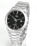 Tudor Style Automatic Black Dial Silver Steel Strap Watch for Men - M12710-0003