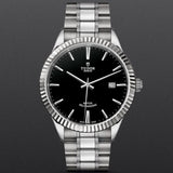 Tudor Style Automatic Black Dial Silver Steel Strap Watch for Men - M12710-0003