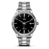 Tudor Style Automatic Black Dial Silver Steel Strap Watch for Men - M12710-0003