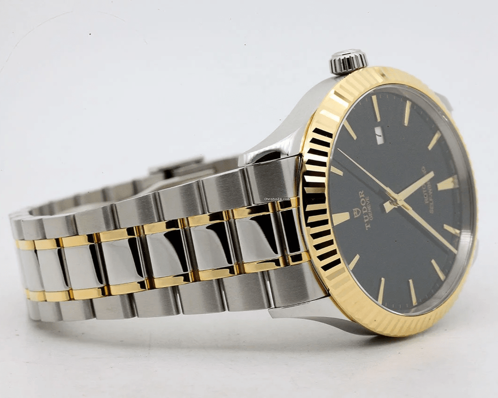 Tudor Style Automatic Black Dial Two Tone Steel Strap Watch for Men - M12713-0005