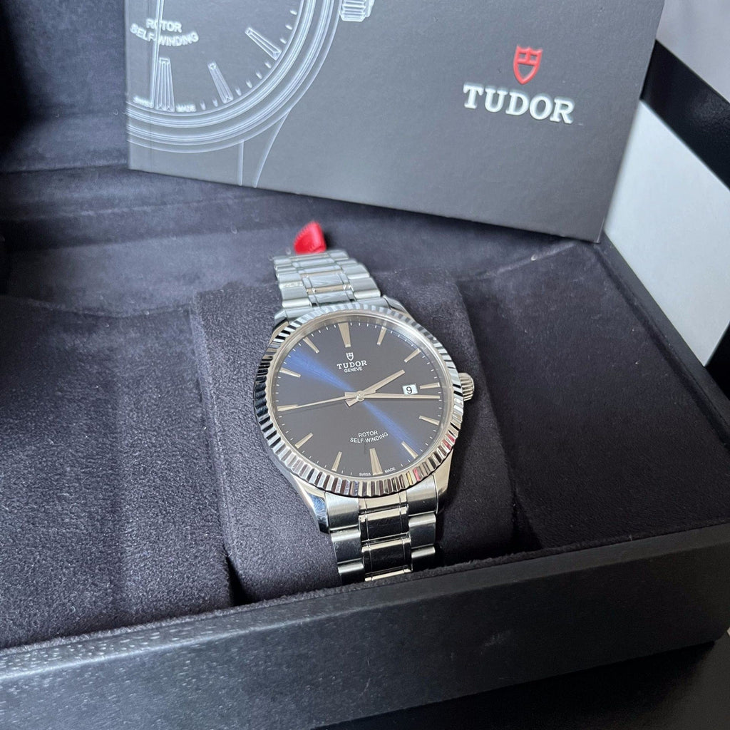 Tudor Style Automatic Blue Dial Silver Steel Strap Watch for Men - M12710-0013