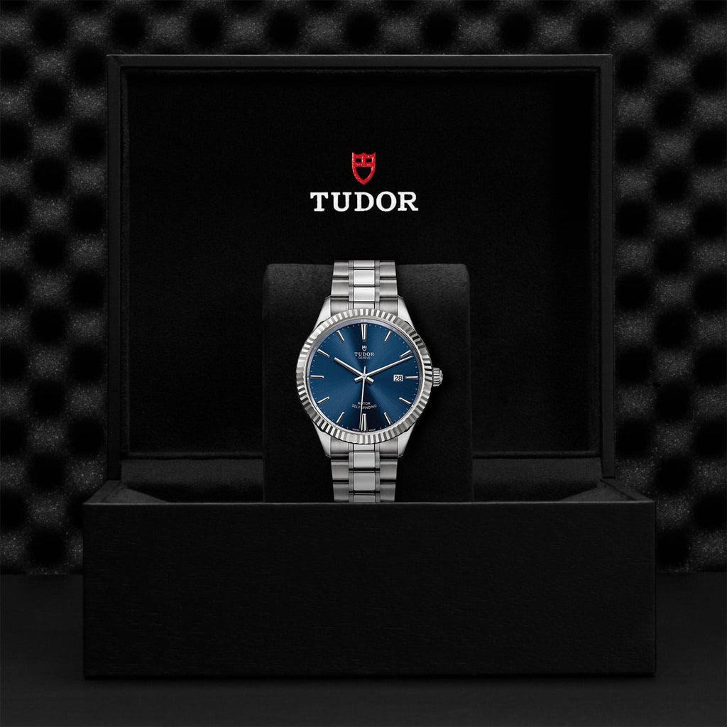 Tudor Style Automatic Blue Dial Silver Steel Strap Watch for Men - M12710-0013