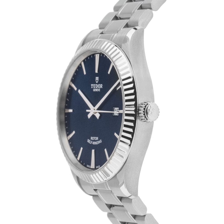 Tudor Style Automatic Blue Dial Silver Steel Strap Watch for Men - M12710-0013