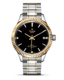 Tudor Style Automatic Diamonds Black Dial Two Tone Steel Strap Watch for Men - M12713-00011