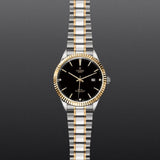 Tudor Style Automatic Diamonds Black Dial Two Tone Steel Strap Watch for Men - M12713-00011