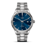Tudor Style Automatic Diamonds Blue Dial Silver Steel Strap Watch for Men - M12710-0017