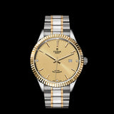 Tudor Style Automatic Diamonds Gold Dial Two Tone Steel Strap Watch for Men - M12713-0007