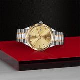 Tudor Style Automatic Gold Dial Two Tone Steel Strap Watch for Men - M12713-0001