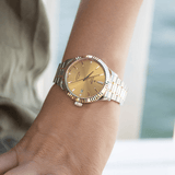 Tudor Style Automatic Gold Dial Two Tone Steel Strap Watch for Men - M12713-0001