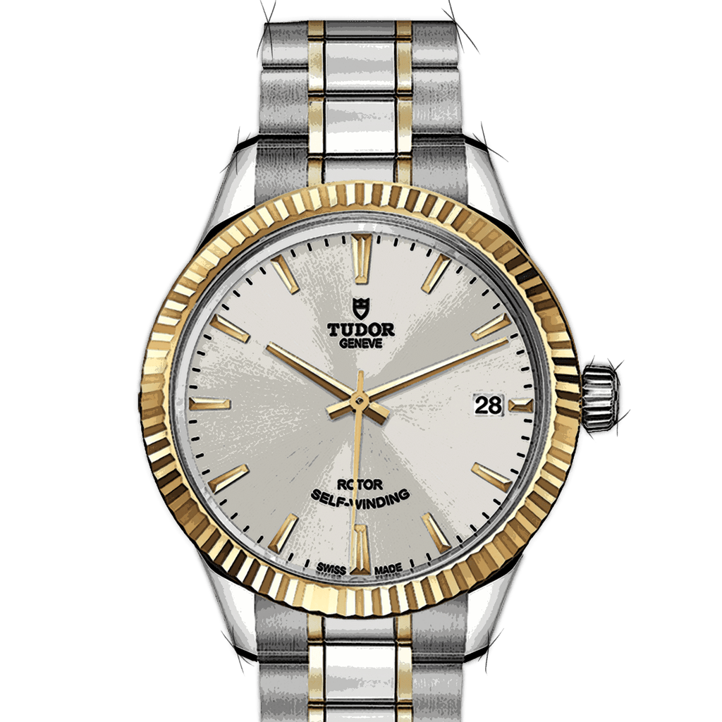 Tudor Style Automatic Silver Dial Two Tone Steel Strap Watch for Men - M12713-0003