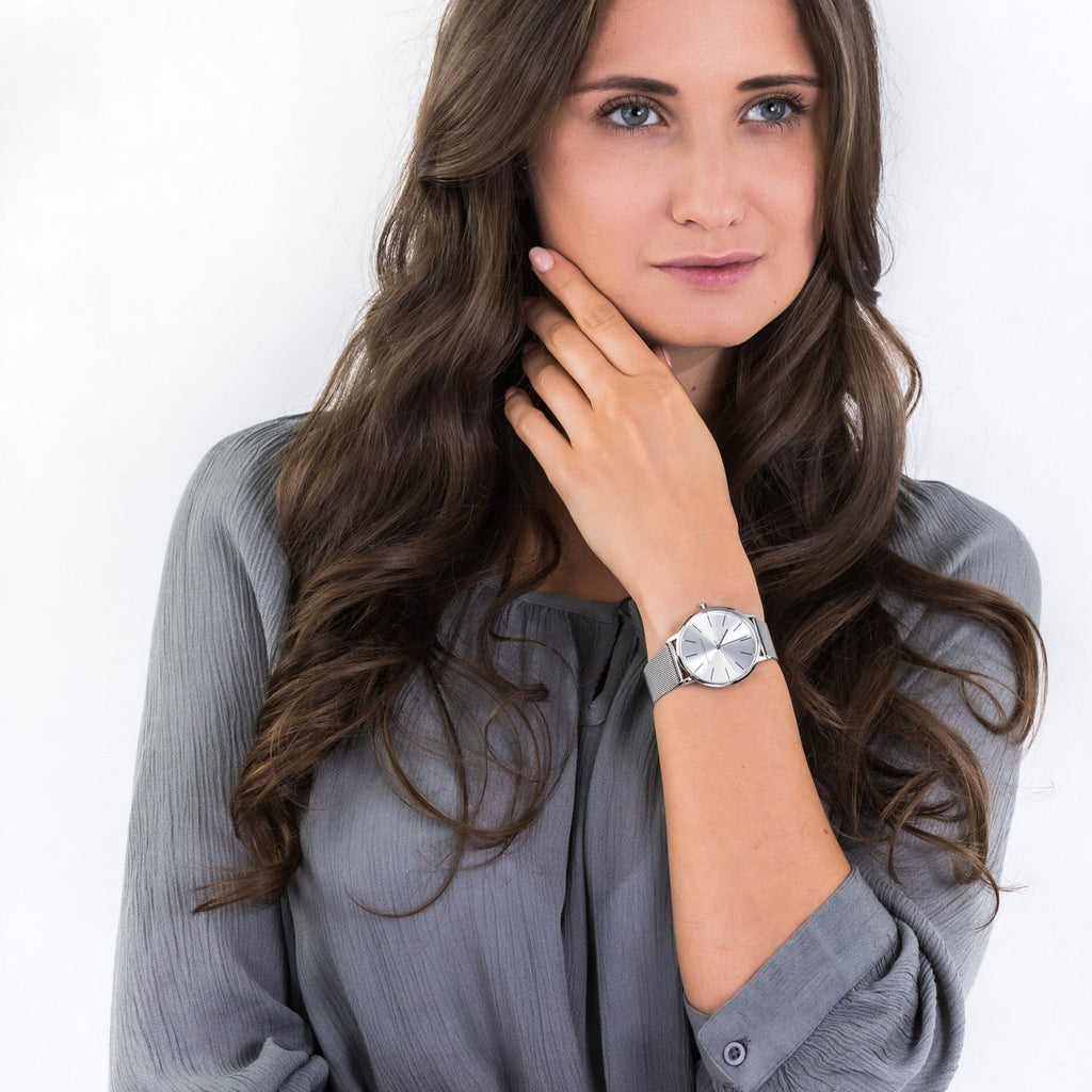 Armani Exchange AX5535 women's fashion watch on woman's wrist