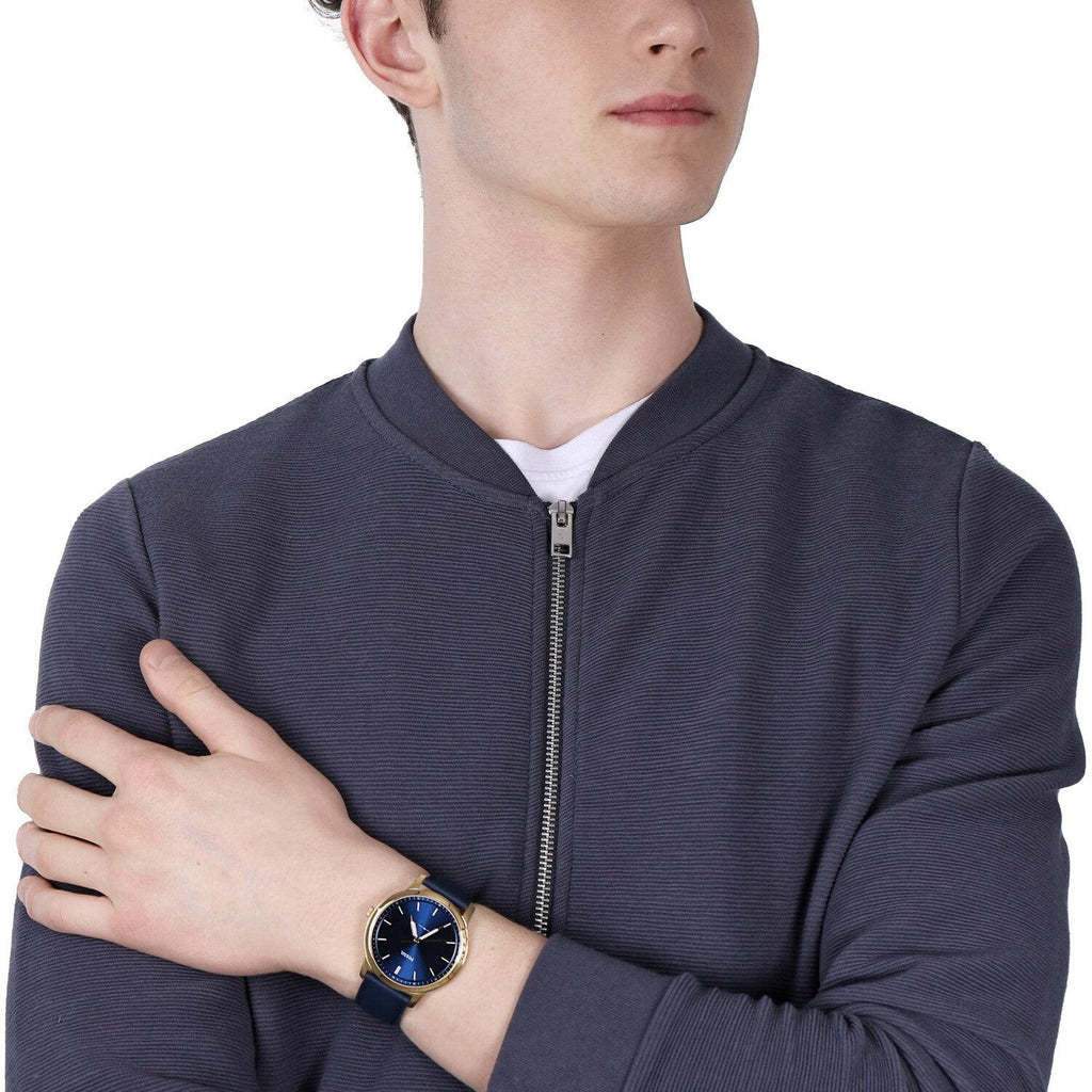 Fossil The Minimalist 3H Analog Blue Dial Blue Leather Strap Watch for Men - FS5789