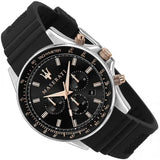 Maserati SFIDA 44mm Black Silicon Chronograph Watch For Men - R8871640002