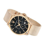 Maserati Epoca Black Dial Gold Mesh Bracelet Watch For Men - R8873618005