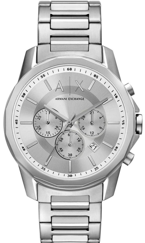 Armani Exchange Outerbanks Chronograph Silver Dial Silver Steel Strap Watch For Men - AX7141