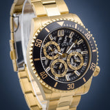 Guess Axle Multifunction Black Dial Gold Steel Strap Watch For Men - GW0488G2