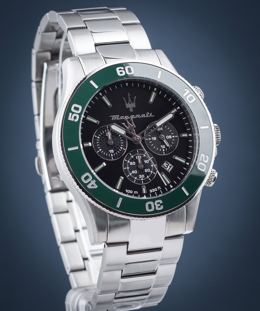 Maserati Competizione Chronograph Black Dial Silver Steel Strap Watch For Men - R8873600008