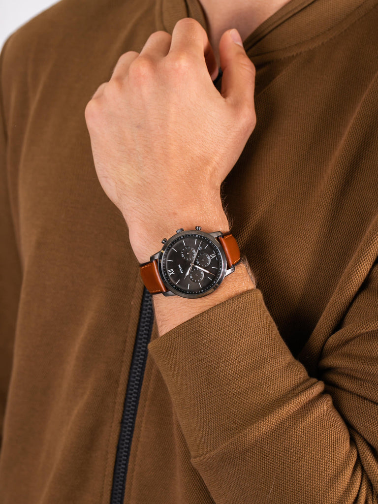 Fossil Neutra FS5512 men's watch with brown leather strap