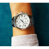 Tommy Hilfiger Claudia White Dial Silver Steel Strap Watch for Women - 1781819