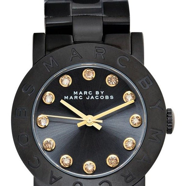 Marc Jacobs Amy Black Dial Black Steel Strap Watch for Women - MBM8595