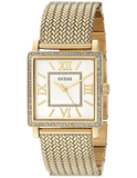 Guess White Dial Gold Mesh Bracelet Watch For Women - W0826L2
