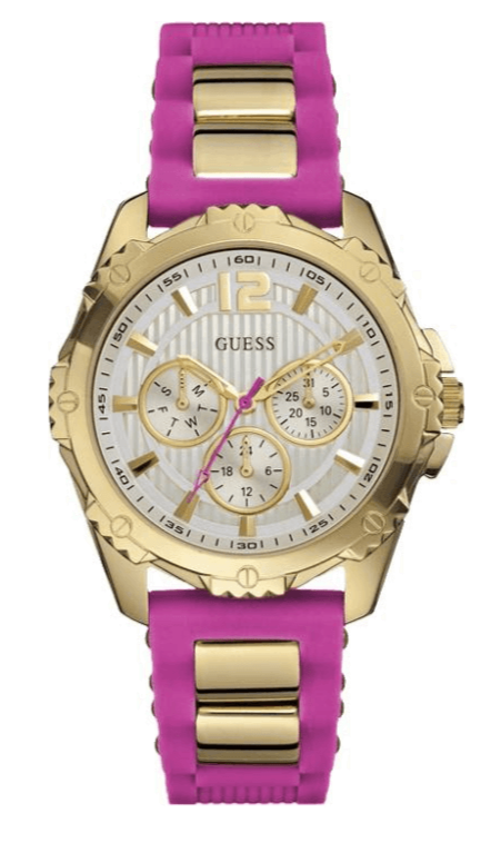 Guess Intrepid White Dial Two Tone Silicon Strap Watch For Women - W0325L3
