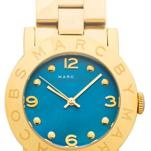 Marc Jacobs Amy Green Dial Gold Steel Strap Watch for Women - MBM8624
